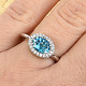 Ring topaz oval with zircons cut 8x6mm Ag 925/1000