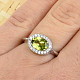 Ring olivine oval with zircons 8x6mm Ag 925/1000