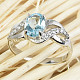 Blue topaz ring cut with zircons 8x6mm Ag 925/1000