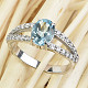 Topaz ring oval with zircons cut 8x6mm Ag 925/1000
