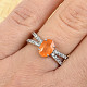 Spessartin ring oval with zircons 8x6mm Ag 925/1000 2.6g size 55