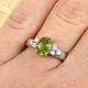 Ring olivine oval with zircons 8x6mm cut Ag 925/1000