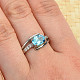 Blue topaz and zircons ladies ring size 53 Ag 925/1000 2,4g