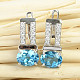 Blue topaz and zircons ladies earrings Ag 925/1000
