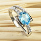 Modrý topaz a zirkony dámský prsten vel.53 Ag 925/1000 2,4g