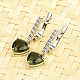 Drop earrings of moldavites and zircons 8 x 8mm standard cut Ag 925/1000 + Rh