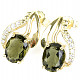 Gold moldavite earrings and zircons 8x6mm standard cut 14K Au 585/1000 3,41g