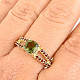 Moldavite and garnets ring size 59 gold 14K Au 585/1000 4,10g