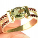 Ring with moldavite and garnets 14K Au 585/1000 4.95g size 57