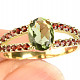 Ring with moldavite and garnets 14K Au 585/1000 3.57g size 56
