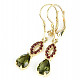 Moldavite earrings and garnet standard cut Au 585/1000 3.62g