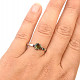Moldavite and garnets heart ring 6 x 6mm standard Ag 925/1000 + Rh