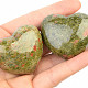 Epidote heart in the palm