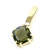 Gold moldavite pendant diamond 7 x 7mm standard cut Au 585/1000 14K 1.34g