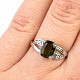 Moldavite silver ring zircons Ag 925/1000 standard cut