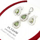 Moldavite and zircons luxury gift set drop standard cut Ag 925/1000 + Rh