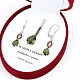 Exclusive jewelry set with moldavites and garnets Ag 925/1000 + Rh (standard cut)