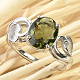 Ring with oval moldavite 10 x 8mm Ag 925/1000 standard cut
