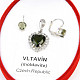 Vltavínová sada šperků srdce standard brus Ag 925/1000+Rh