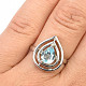 Modrý topaz prsten kapka  Ag 925/1000+Rh