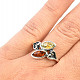 Amber ring two-tone Ag 925/1000