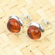 Amber round earrings Ag 925/1000