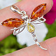 Pendant amber dragonfly Ag 925/1000