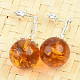 Earrings honey amber balls Ag 925/1000