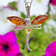 Pendant amber dragonfly Ag 925/1000