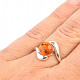 Prsten s jantarem kulička stříbro Ag 925/1000