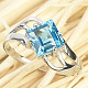 Topaz swiss blue kosočtverec zdobený prsten Ag 925/1000 + Rh