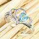 Topaz swiss blue srdce prsten standard brus Ag 925/1000 + Rh
