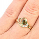 Gold ring of moldavite and zircons heart 5 x 5mm Au 585/1000 14K size 62 (3,21g)