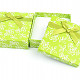 Green gift box with flowers and ribbon 8 x 8cm