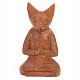 Meditating cat dark woodcut 12cm