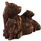 Large wood carving of a teddy bear with cubs (Indonesia)