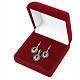 Moldavite and garnet set of earrings and pendant oval Ag 925/1000 + Rh (standard cut)