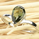 Vltavínový prsten tvar kapka 10 x 6mm standard Ag 925/1000 + Rh
