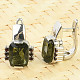 Earrings moldavite and garnet cut rectangle 9x7mm Ag 925/1000