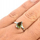 Vltavínový prsten tvar kapka 10 x 6mm standard Ag 925/1000 + Rh