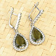 Moldavite and zircons drop earrings Ag 925/1000 standard