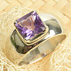 Ring amethyst cut square size 55 Ag 925/1000 7.1g
