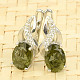 Earrings with moldavite and zircons, cut 8x6mm Ag 925/1000