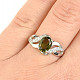 Moldavite ring with zircons oval 6x8mm standard cut Ag 925/1000 + Rh