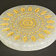 Selenite mat with a golden motif with leaves Ø12cm