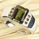Ring with moldavite and garnets rectangle 10x8mm Ag 925/1000 + Rh