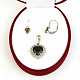 Vltavínové šperky dárková sada se zirkony srdce Ag 925/1000+Rh
