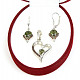 Moldavite gift set + heart garnet Ag 925/1000 + Rh