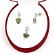 Set of earrings and pendant moldavite + zircons Ag 925/1000 + Rh