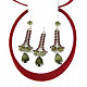 Moldavite with garnets luxury set of jewelry, grinding standard Ag 925/1000+Rh